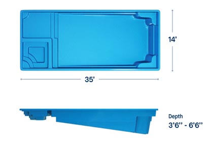 Latham Fiberglass Rectangular Shaped Pools Astoria 14