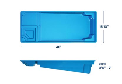 Latham Fiberglass Rectangular Shaped Pools Astoria 16